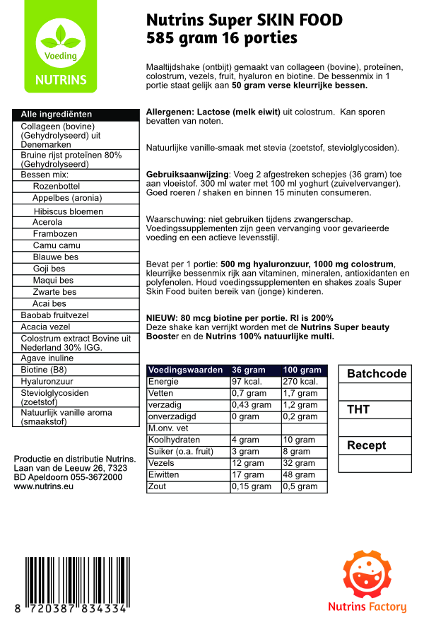 etiket nutrins super skinfood